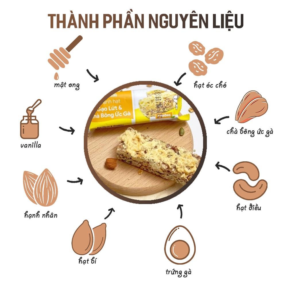 Bánh Thanh Hạt Gạo Lứt &amp; Chà Bông Ức Gà Baker Baking - Eat clean Healthy cung cấp Protein hỗ trợ ăn kiêng, giảm cân