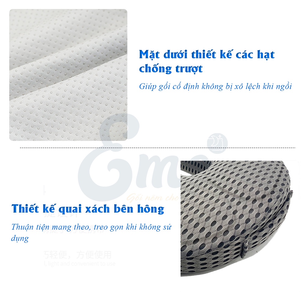 Đệm lót ghế chống trĩ cao su non thế hệ mới Ema - Giảm áp lực lên vùng trĩ, nâng đỡ cột sống - kích thuớc 44x39x8cm