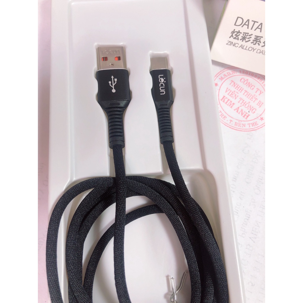 Type C- Dây sạc nhanh Lecun XC-10, sạc nhanh 5V- 5A, bện vải dù - Hàng Chính Hãng bảo hành 12 tháng