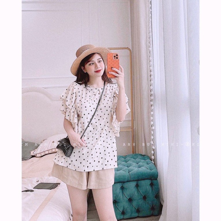 Bộ nữ đũi áo tim bèo cánh tiên kèm quần sôc đùi chun thời trang