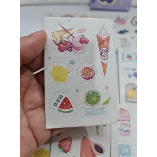 Hộp 12 tấm sticker tông pastel nhiều chủ đề mã JQ-003