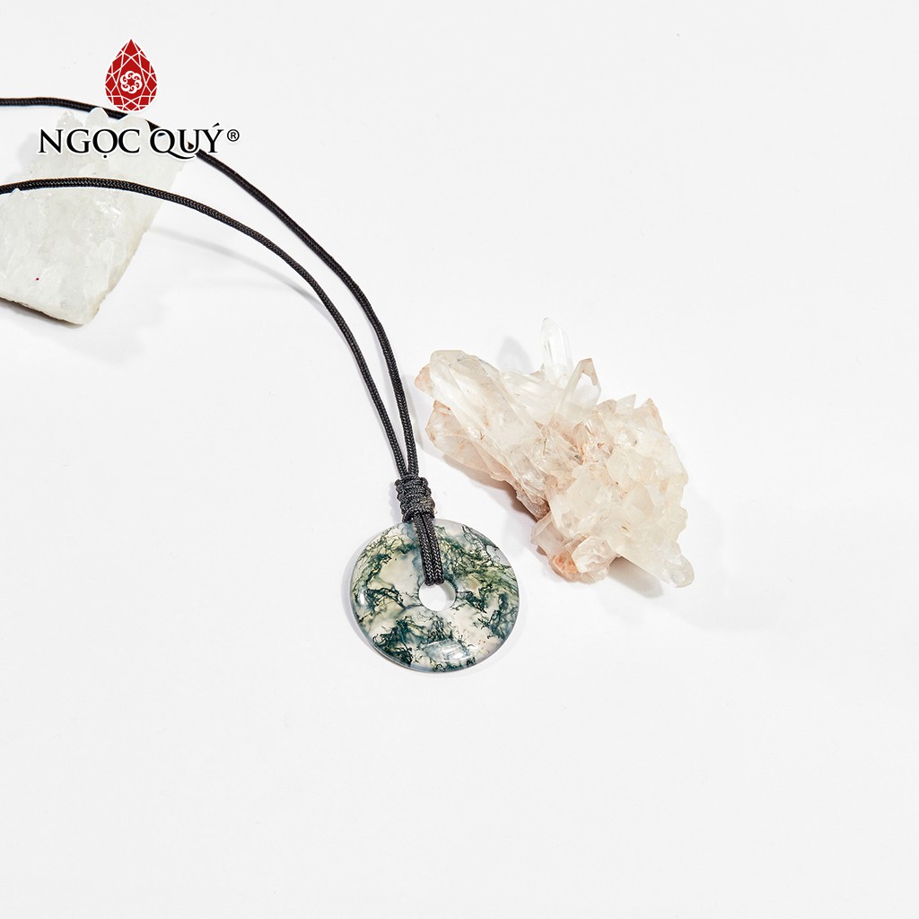 Mặt dây chuyền đồng điếu đá băng ngọc thủy tảo moss agate mệnh hỏa, mộc - Ngọc Quý