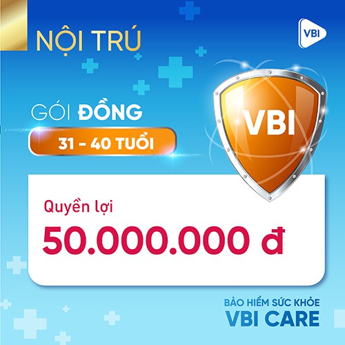 [Mã LT50 giảm 50k đơn 250k] TOÀN QUỐC [E-Voucher] Bảo hiểm sức khỏe - Gói ĐỒNG (31-40 tuổi) VBI - VIETINBANK