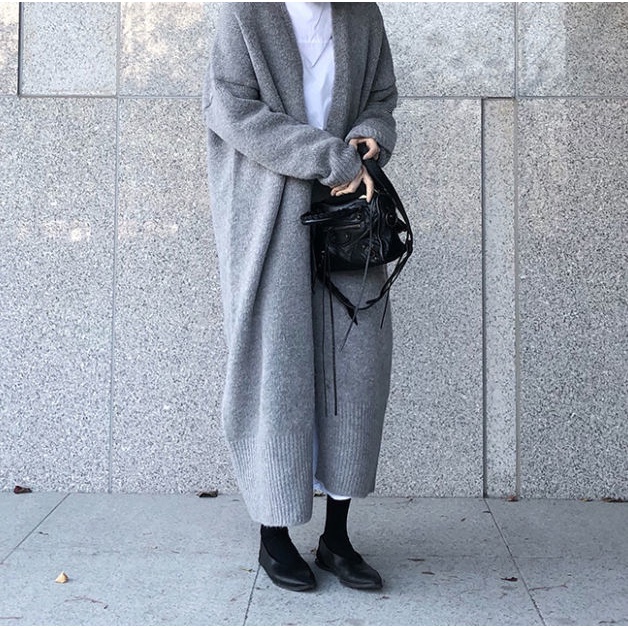 Áo khoác cardigan dệt kim dáng dài thời trang Hàn Quốc