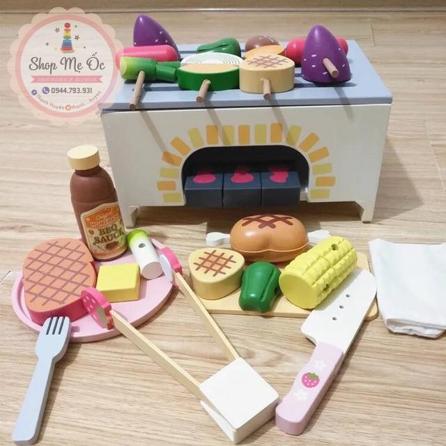 Đồ chơi gỗ Bếp nướng BBQ Mother Garden Xuất Nhật- Hàng có sẵn