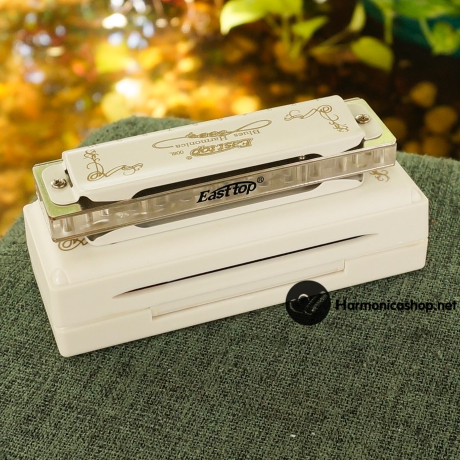Kèn harmonica 10 lỗ DIATONIC EASTTOP T008L màu trắng - TONE C