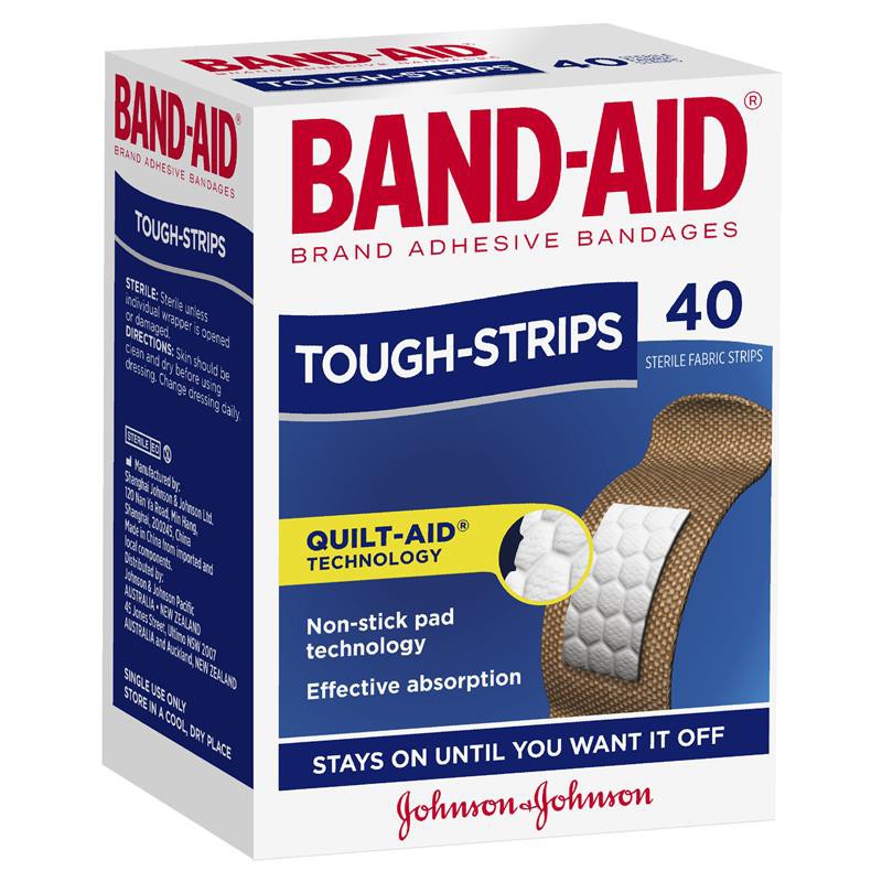 Băng keo cá nhân Band Aid loại bền 40 miếng- Tough Strips