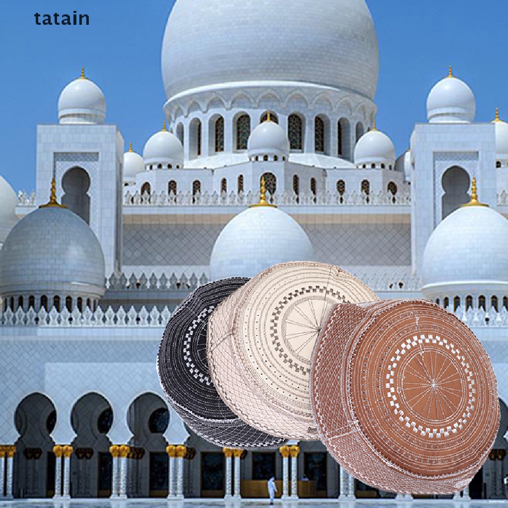 [TAT] Muslim Hats Cotton Embroidery Arab Prayer Hat Musliman Turban Hijab Bonnet CVX