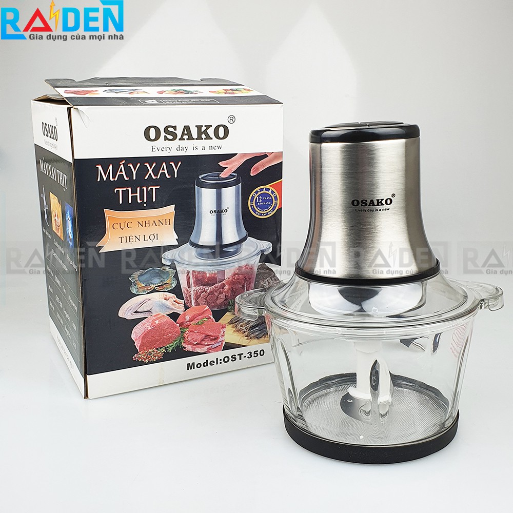 [Mã ELMALL10 giảm 10% đơn 500K] Máy xay thịt 350W, cối thủy tinh 2L Osako OST-350