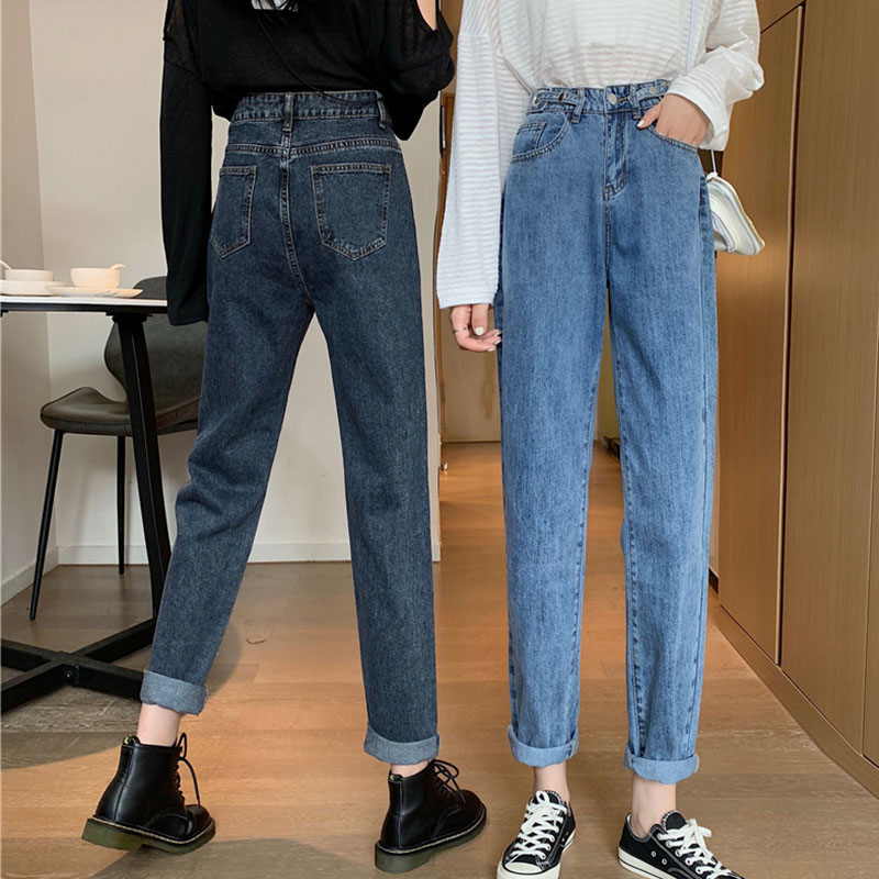 IELGY   Quần denim Màu Đen Ống Rộng Lưng Cao Dễ Phối Đồ Thời Trang Cho Nữ