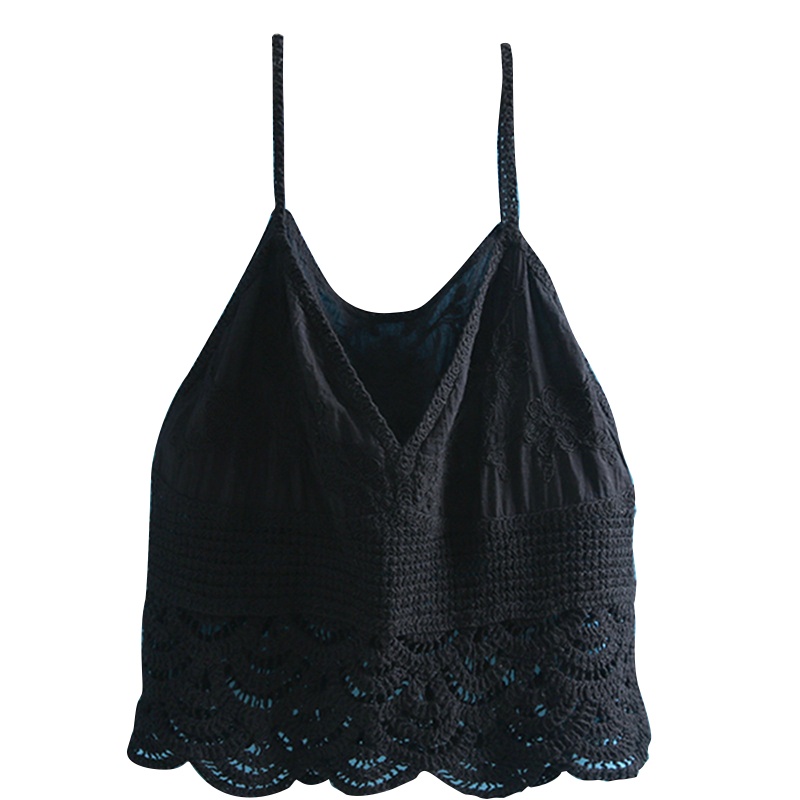 Áo Croptop Hai Dây Cổ Chữ V Phối Ren Dễ Thương Thời Trang Mùa Hè Cho Bạn Gái
