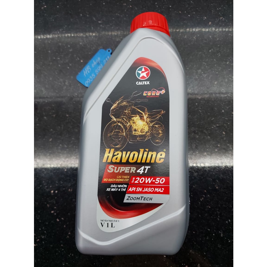 NHỚT HAVOLINE SUPER 4T SAE 20W50 1L VÀ 800ML XE SỐ