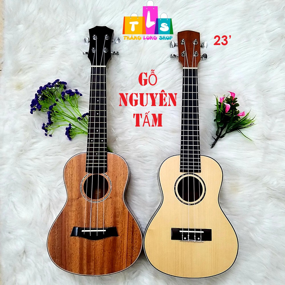 Đàn Ukulele Concert (23') gỗ nguyên tấm - Tặng kèm phụ kện Giáo trình, Bao, Pick, Pick Bag