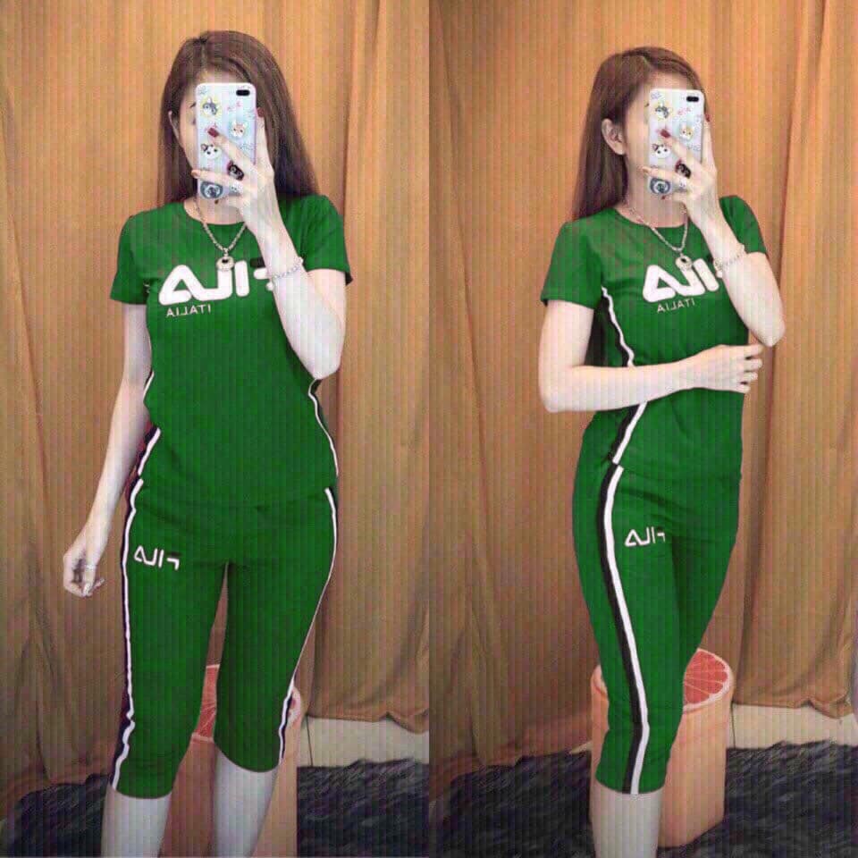 Set Cotton Lửng Nữ Dáng Thể Thao - Logo Thêu - SP Y Hình