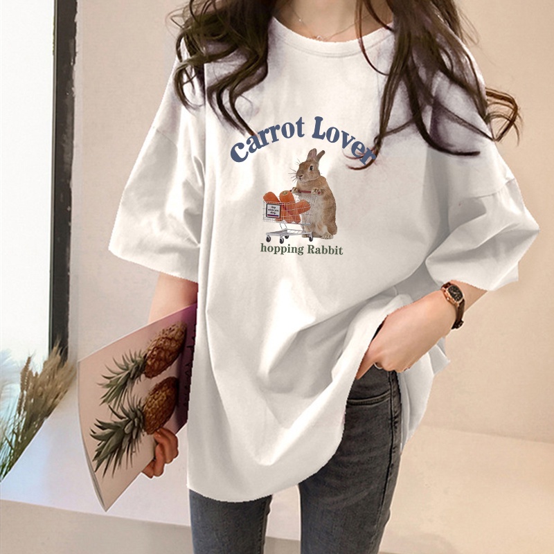 NRVP Áo Thun Tay Ngắn Cổ Tròn Dáng Rộng Thời Trang Hàn Quốc Cho Nữ