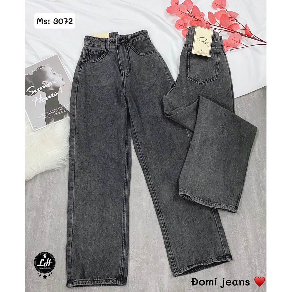 Quần ống rộng jean nữ xám trơn Lê Huy Fashion Ms 3072