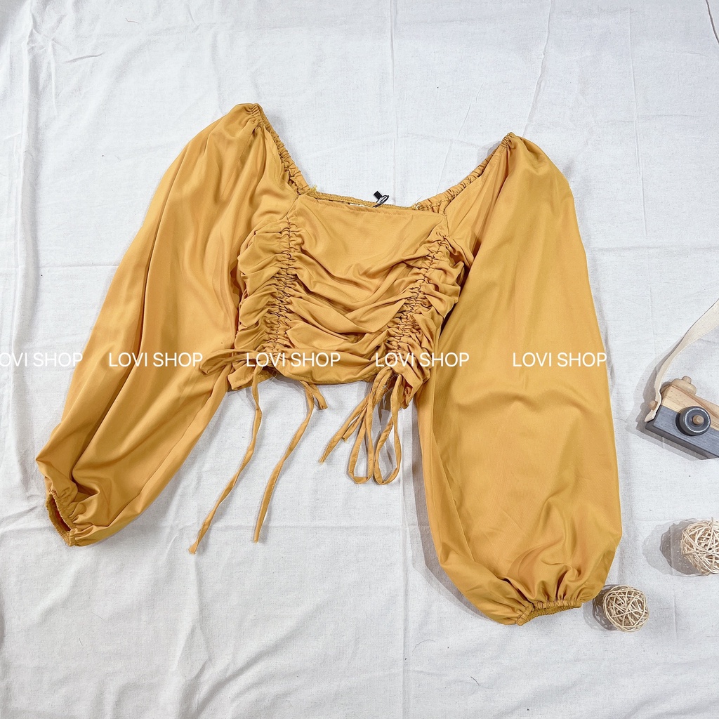 LOVI SHOP- Áo kiểu rút dây 4 màu sang chảnh