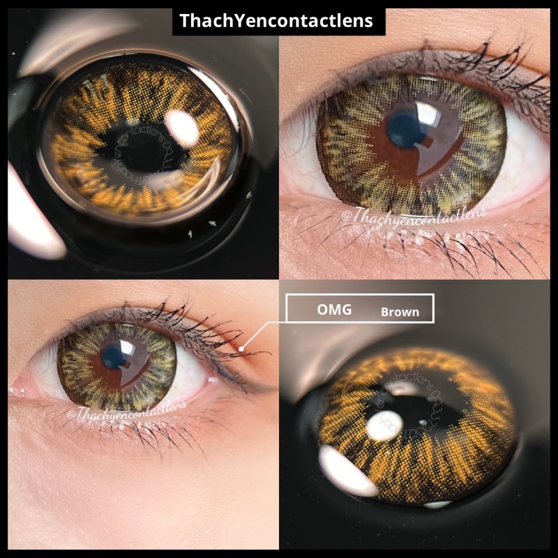 Lens Mắt OMG Nâu Tây Vân giãn to - 0-10 độ kính áp tròng