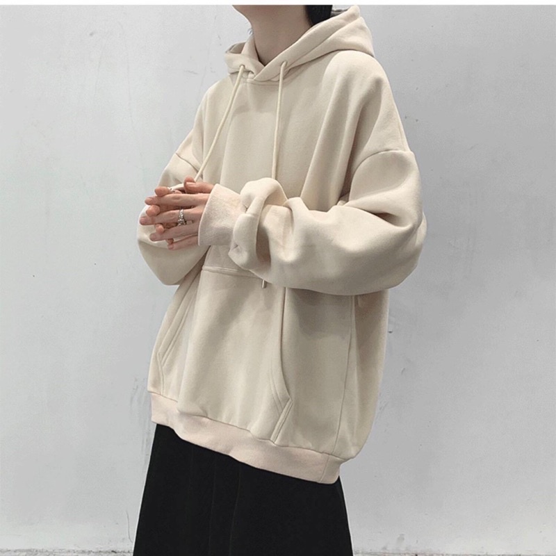 Áo Hoodie Nỉ Bông Unisex TRƠN màu XANH NEON/KEM  FREESHIP  Nam nữ unisex/HOODIE TRƠN form rộng