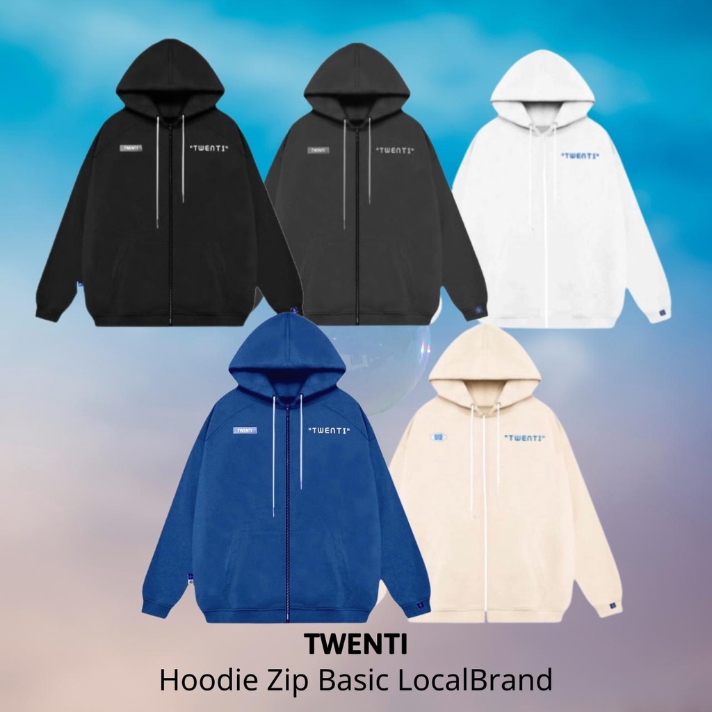 Hoodie zip TWENTI v1 vải nỉ dày dặn, Áo khoác ngoài hoodie zip unisex
