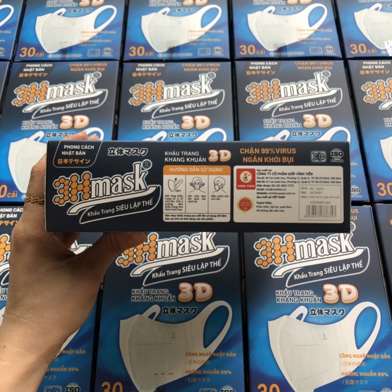 [THÙNG - GIÁ SỈ] 30 hộp 900 cái Khẩu Trang 3D Siêu Lập Thể 3Hmask