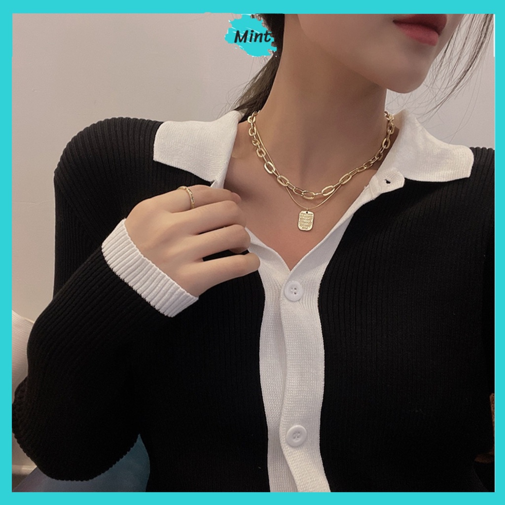 Vòng Cổ Nữ ❤️FREESHIP❤️ Dây Chuyền Retro 2 Lớp Dây Mảnh Mặt Chữ Kiểu Pháp