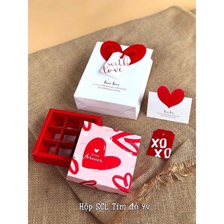 hộp socola tim đỏ 9 viên
