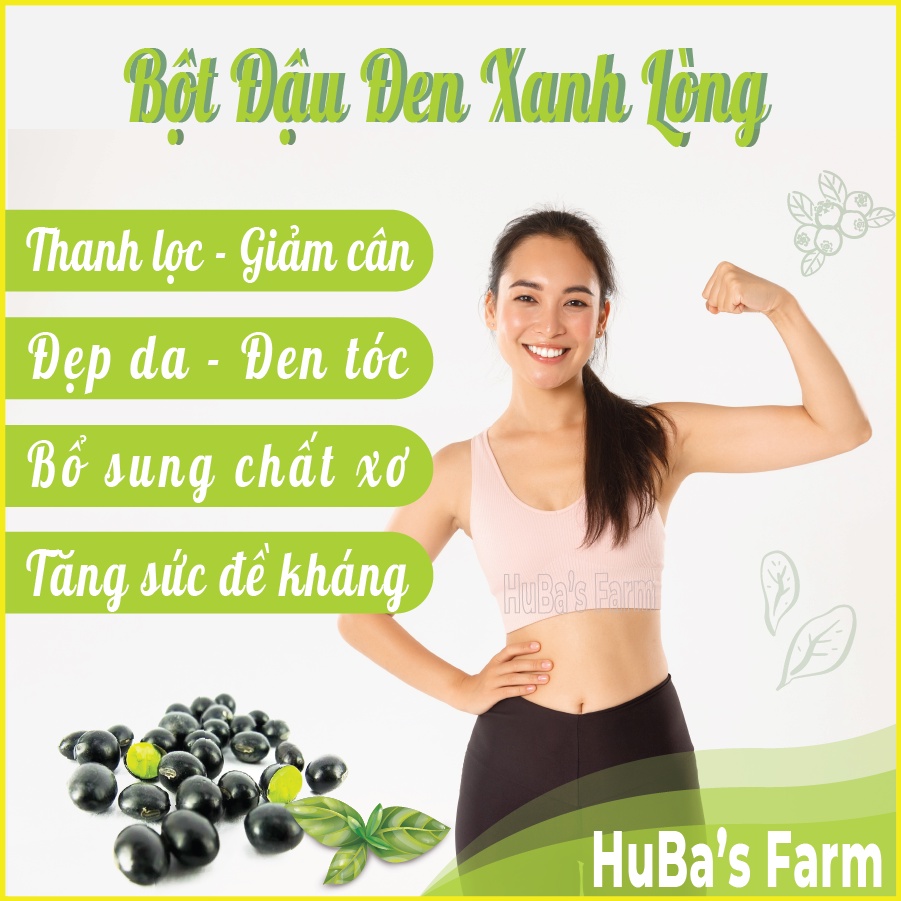 Bột đậu đen xanh lòng HuBa's Farm nguyên chất giúp mát gan, giảm cân, trắng da đen tóc
