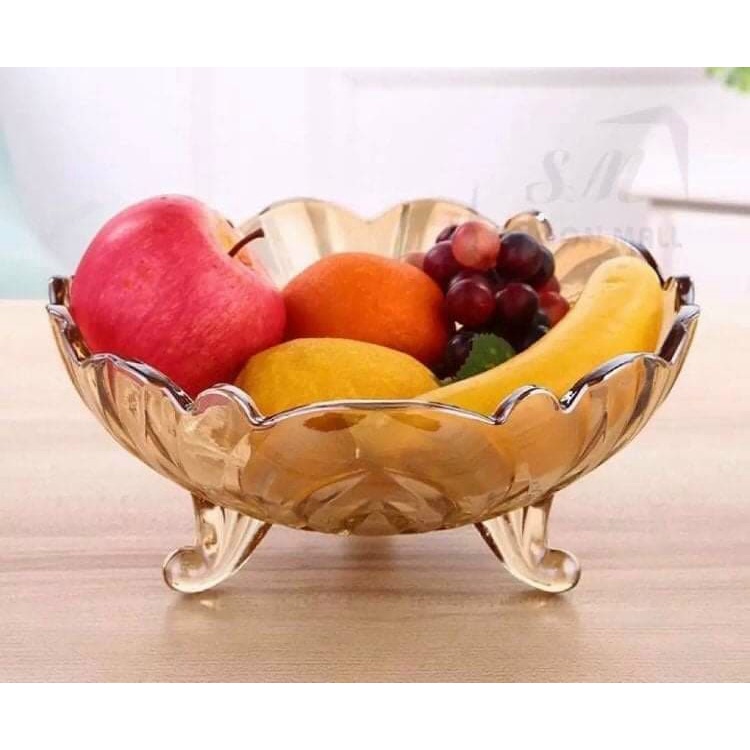 Bát thủy tinh 3 chân đựng hoa quả tiện lợi size 24cm