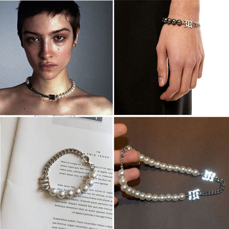 Bộ 2 Vòng Cổ Choker Chất Liệu Kim Loại Đính Ngọc Trai Nhân Tạo Màu Trắng Phong Cách Giáng Sinh