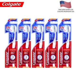 Bộ 5 bàn chải Colgate Slim Soft tác động kép Dual Action (màu sắc ngẫu nhiên)
