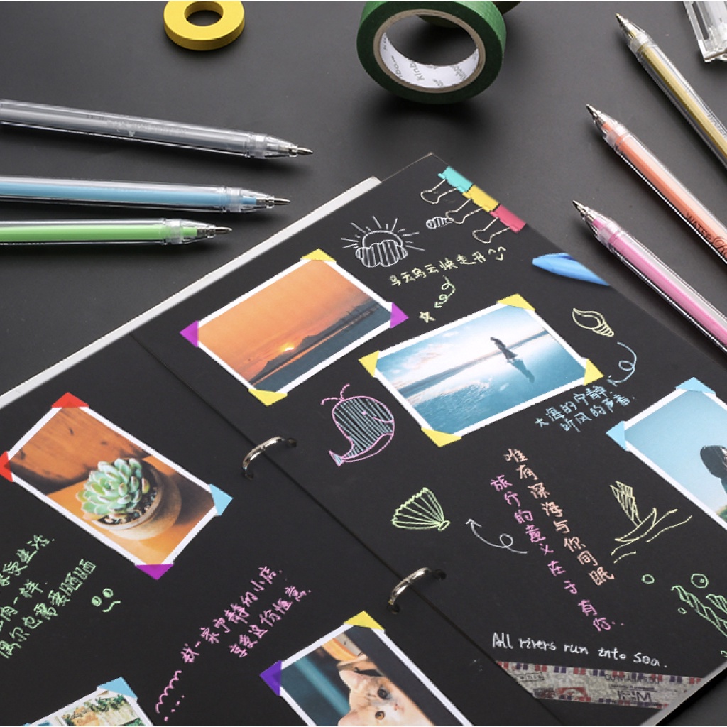 Set 9 Bút Màu Đen 0.6mm Vẽ Graffiti Chống Thấm Nước