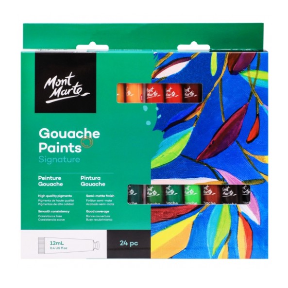 Màu gouache Mont Marte, màu bột pha sẵn tuýp 12ml bộ 12/18/24