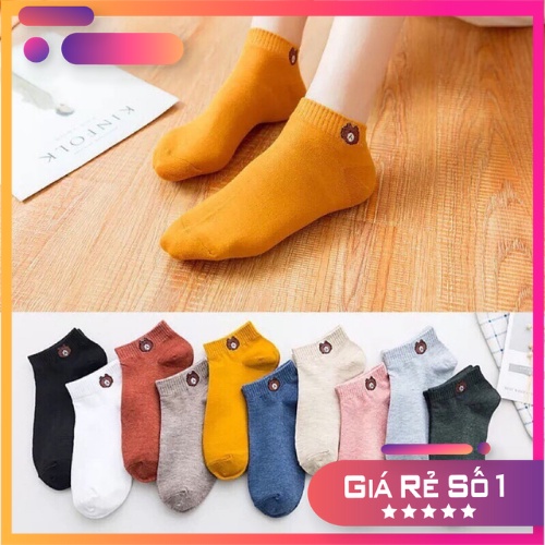 Tất nữ vớ cổ ngắn hình gấu Brow vintage dễ thương