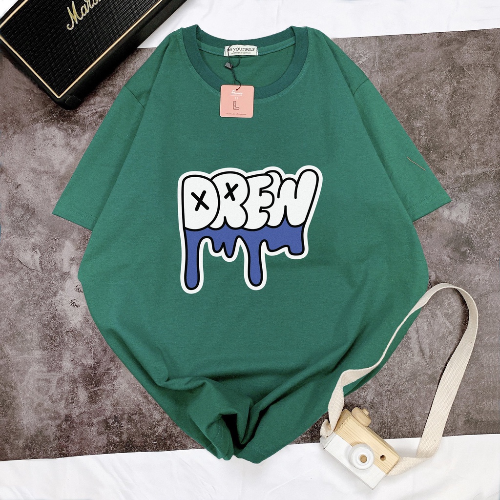 Áo Phông Xanh Dương Áo Thun Unisex Nam Nữ Hot Cotton Mát Chữ Drew Chảy - shop.lucas