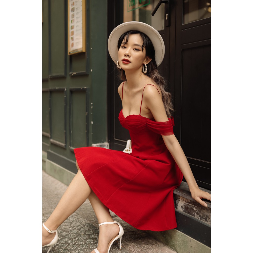 [Mã SKAMSALEP6 giảm 10% tối đa 100K đơn 150K] SÒ VINTAGE - MIRI Đầm 2 dây tay lưới cột dây lưng | BigBuy360 - bigbuy360.vn