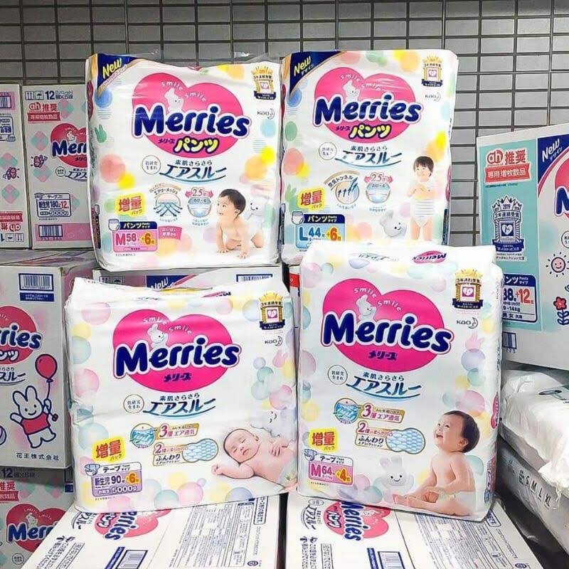 Bỉm Merries nội địa Nhật tã dán cộng miếng đủ size
