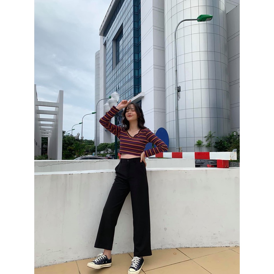 Quần ống suông chất umi trơn