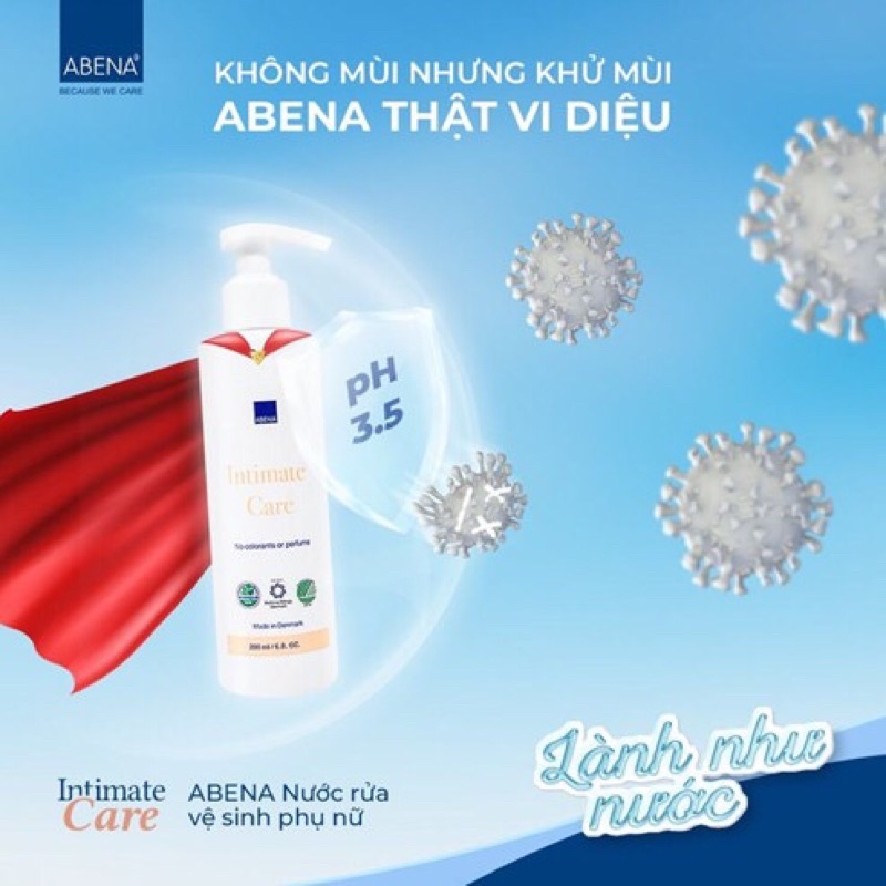 Nước rửa vệ sinh phụ nữ Abena nhập khẩu từ Đan Mạch - Abena Intimate Care 200ml cân bằng độ pH vùng kín, giảm ngứa