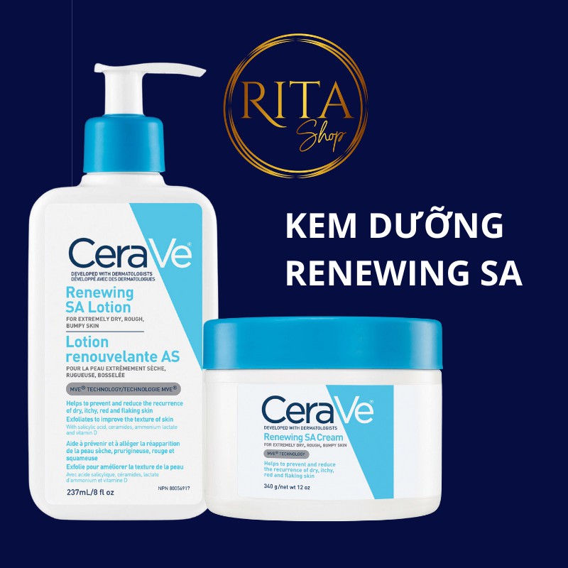 [Bill Canada] Kem dưỡng ẩm da cho da khô, sần và mụn Cerave Renewing SA Body Lotion & cream for rough bumpy skin