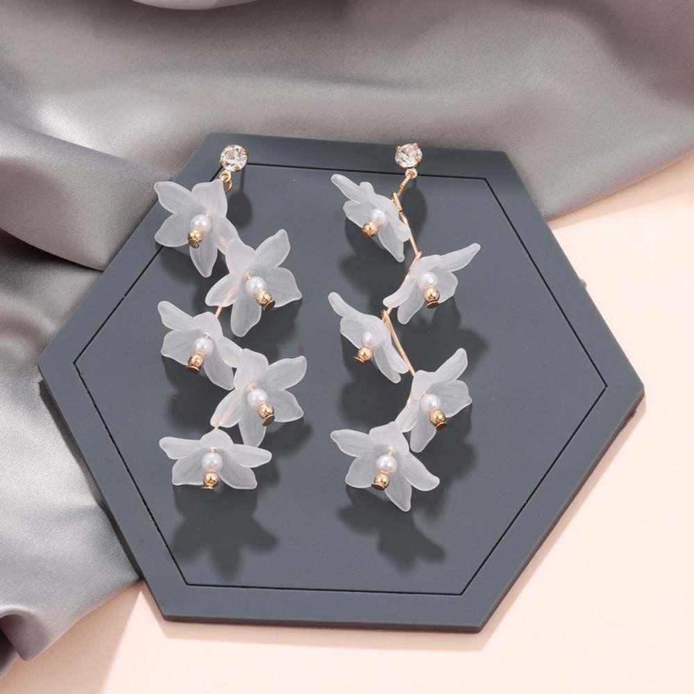 Bông Tai Dáng Dài Phối Tua Rua Bằng Acrylic Phong Cách Hàn Quốc Cho Nữ