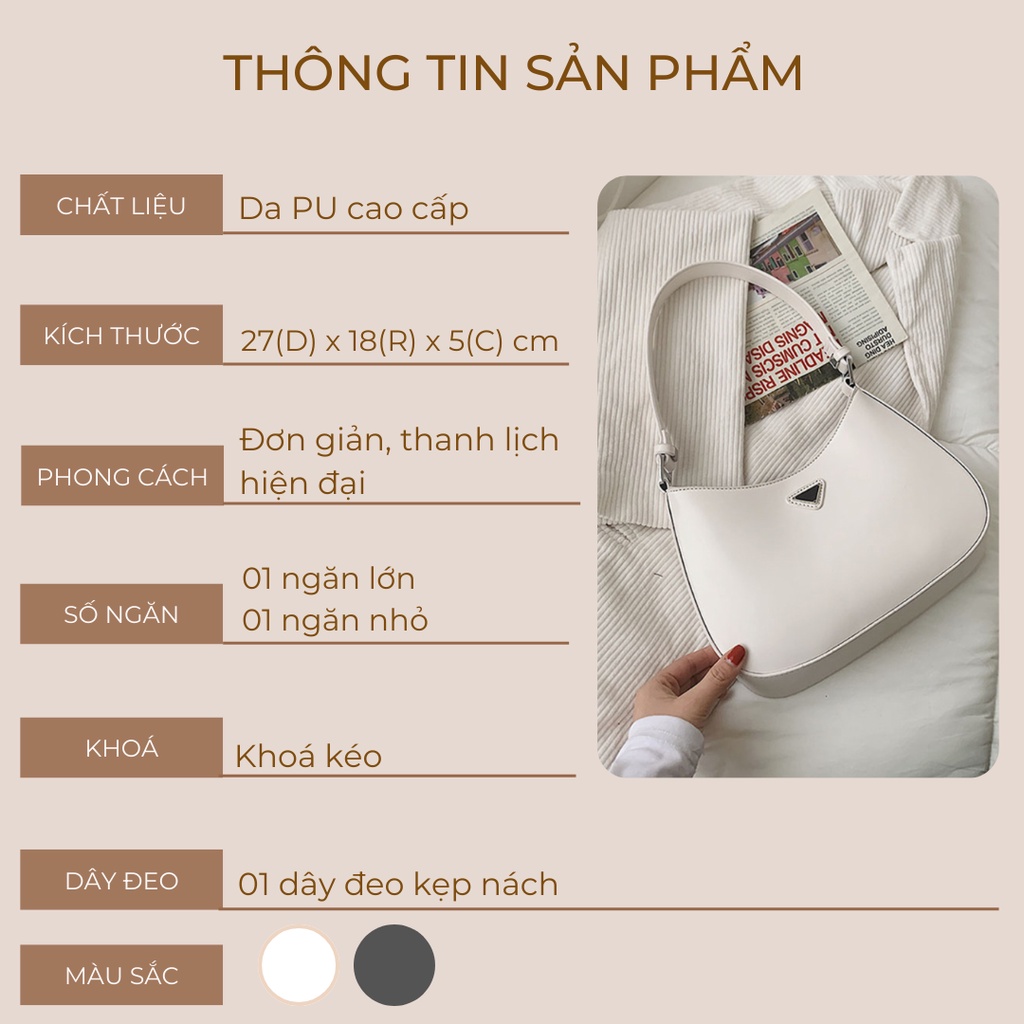 Túi kẹp nách Hàn Quốc, da trơn basic đơn giản thanh lịch - Basic.Shine BS16 - Hàng có sẵn
