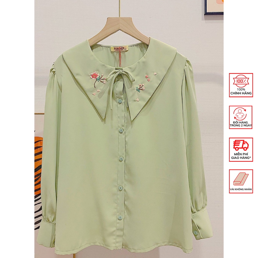 Áo Cổ Nhọn FOR HER Hoa Thêu AO0616