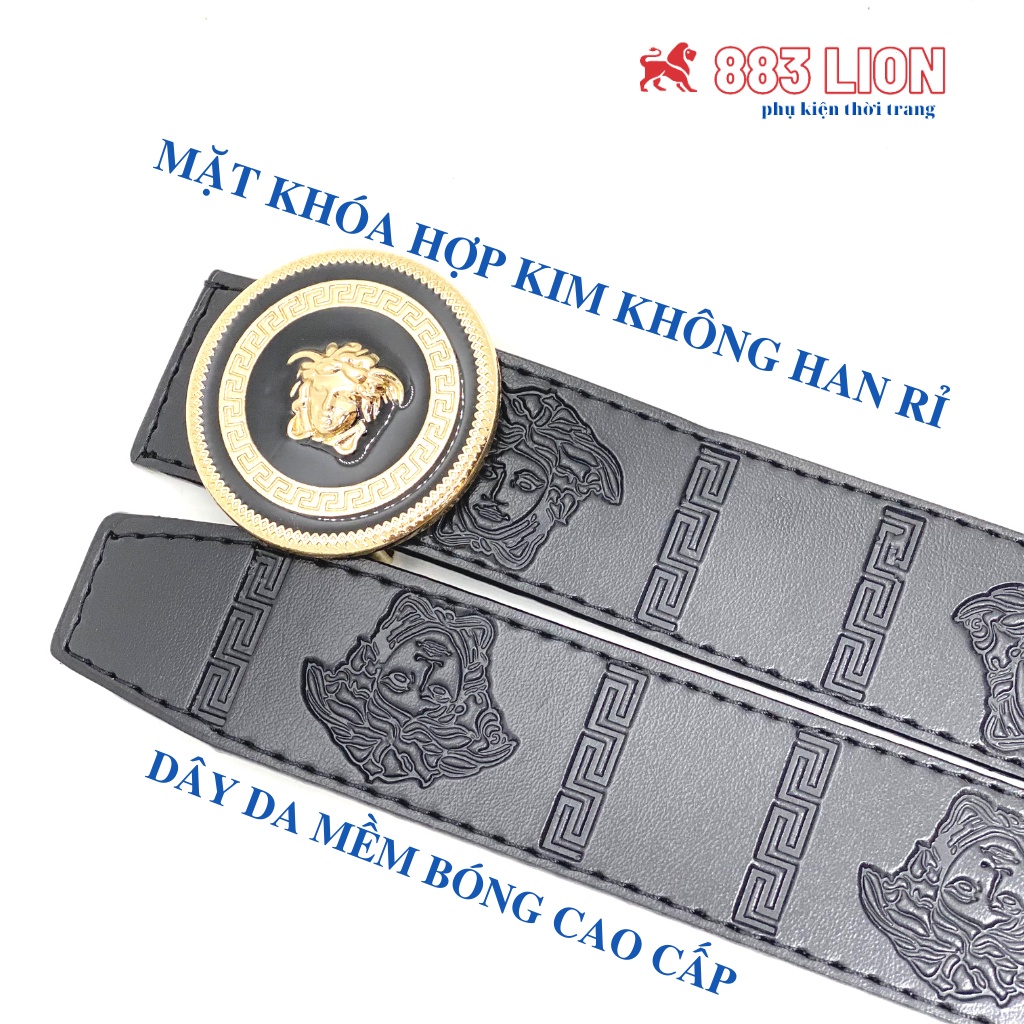 Thắt Lưng Nam - Dây Nịt Nam Mặt Versace Da Tổng Hợp PVC Màu Đen Bền Đẹp Mẫu Mới 2021