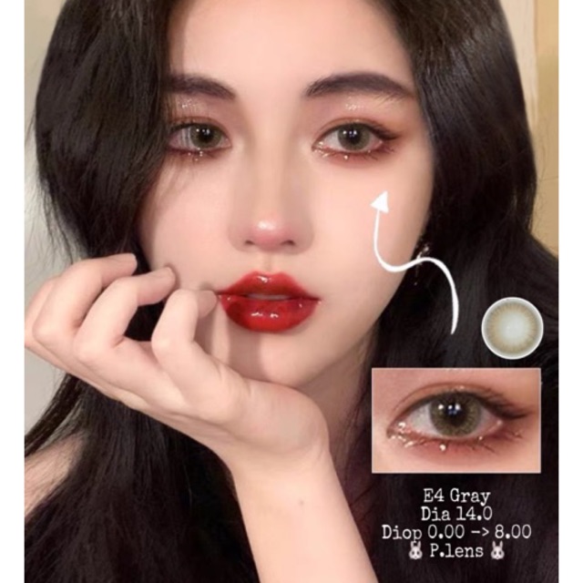 Lens Mắt , Kính Áp Tròng E4 GRAY Có Độ Cận , DIA 14.0 ,Cho Mắt Nhạy Cảm Giá Sale