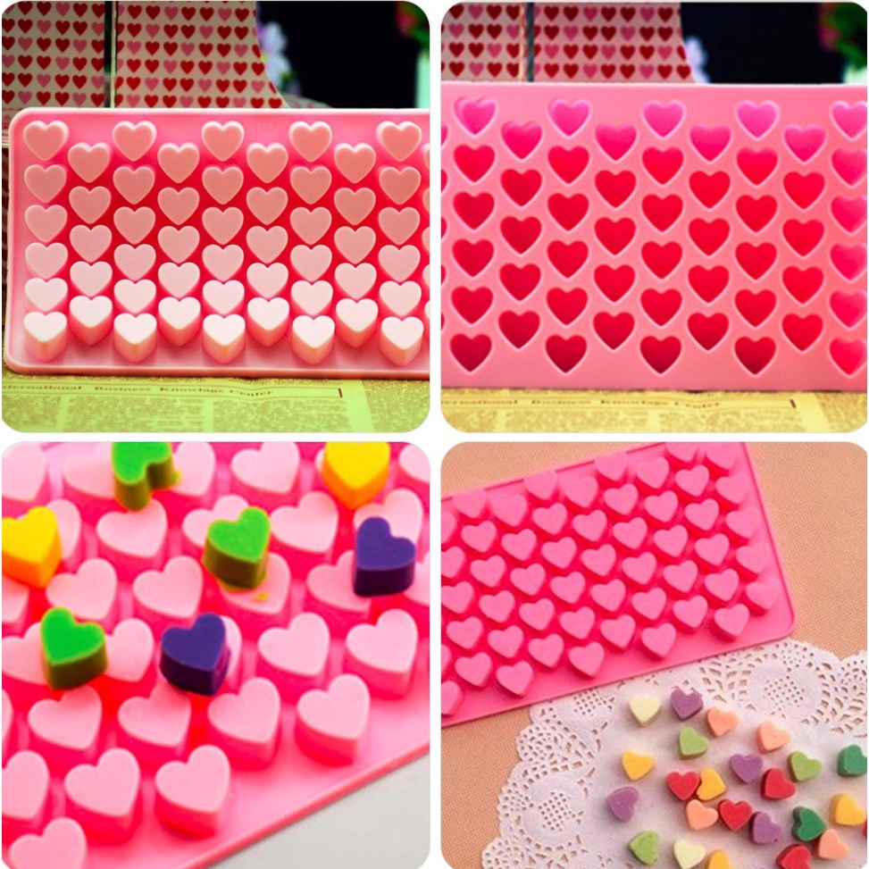 Khuôn silicon làm thạch rau câu, socola 55 trái tim nhỏ