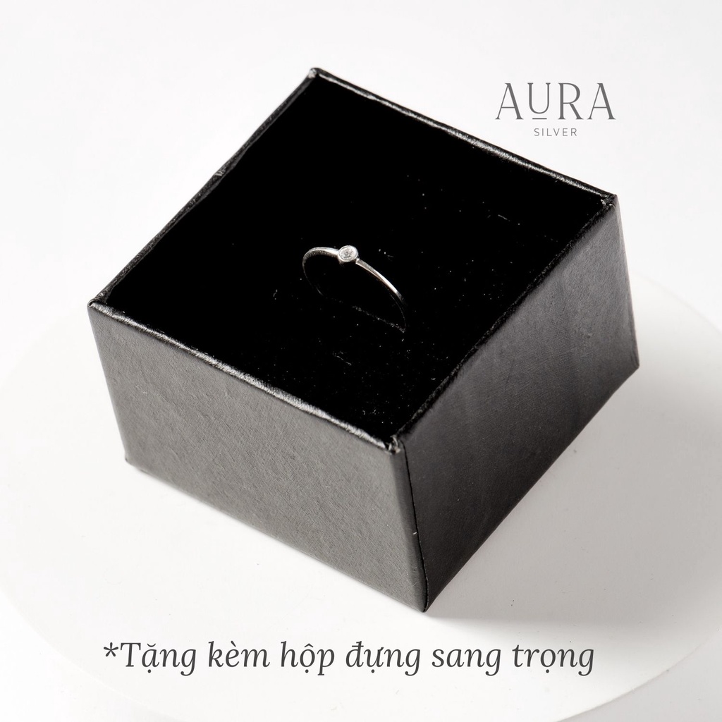 Nhẫn bạc đẹp nữ Aura, nhẫn trái tim đính đá đơn giản-AURASILVER-N15