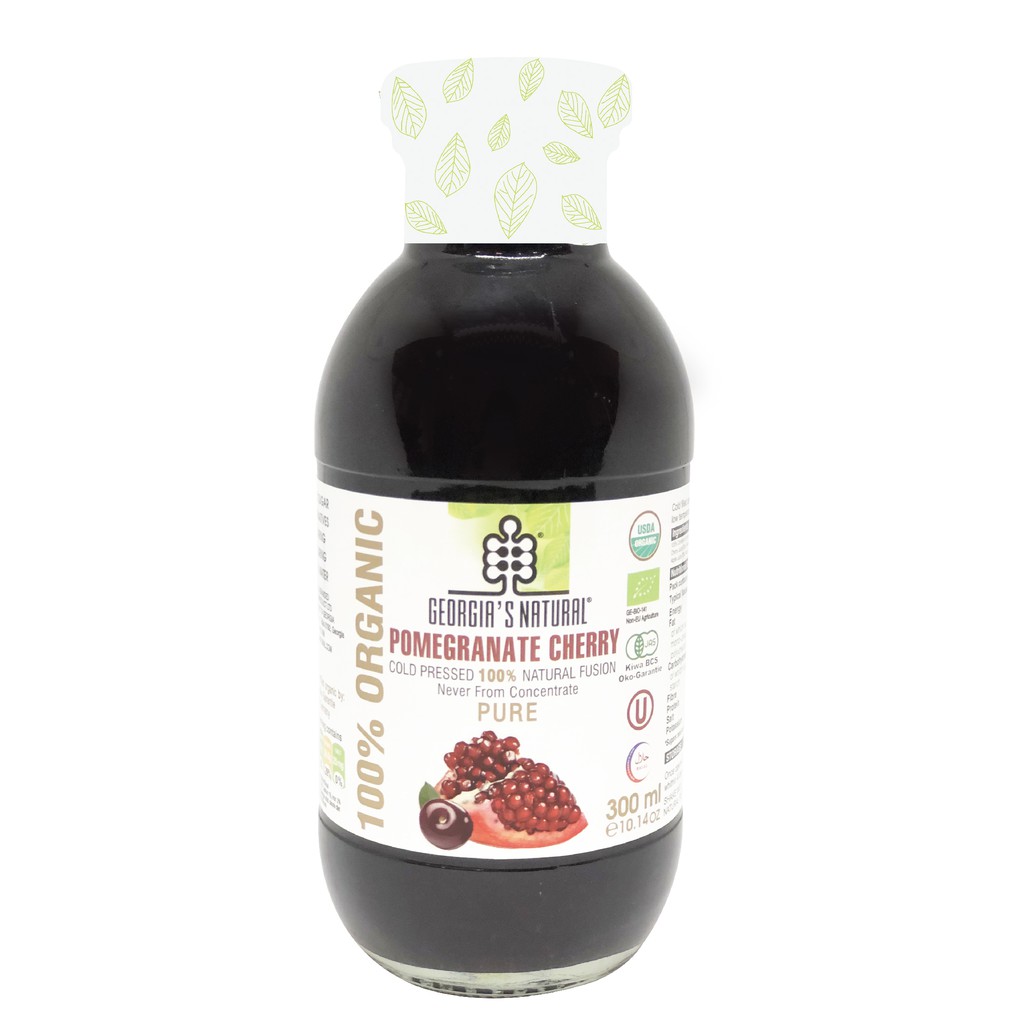 Nước Lựu Anh Đào Ép Lạnh 100% Hữu Cơ Georgia's Natural - ORGANIC Cold Pressed Natural Pomegranate Cherry Fusion - 300ml