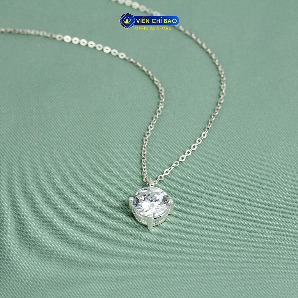 Dây chuyền bạc nữ mặt đá trắng chất liệu bạc 925 thời trang phụ kiện trang sức nữ Viễn Chí Bảo D400905