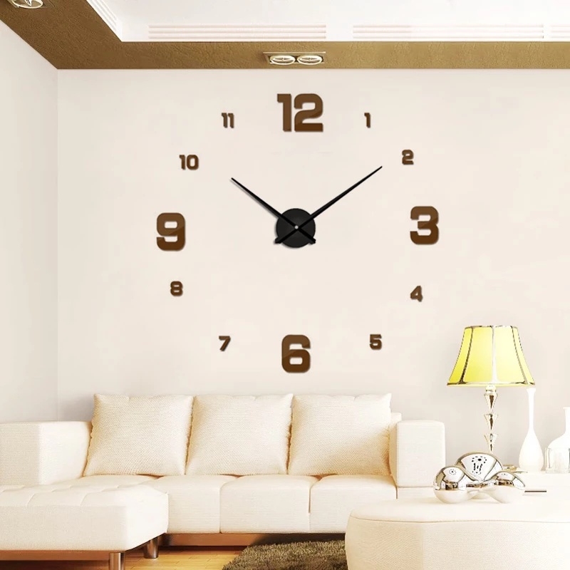 Đồng Hồ Dán Tường Mặt Gương Acrylic 3D DIY Không Khung Trang Trí Nhà Cửa / Văn Phòng